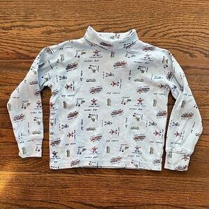 Vintage Simply Basics Kids Winter Sledding Snowman Light Blue Turtleneck 4T 90s